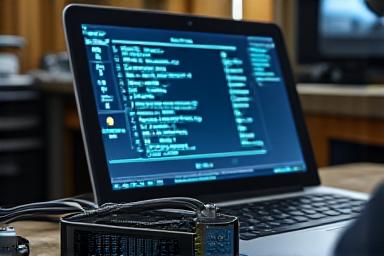 診断用PCに接続された車のECU